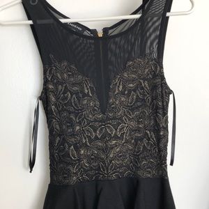 Bebe Black and gold lace dress